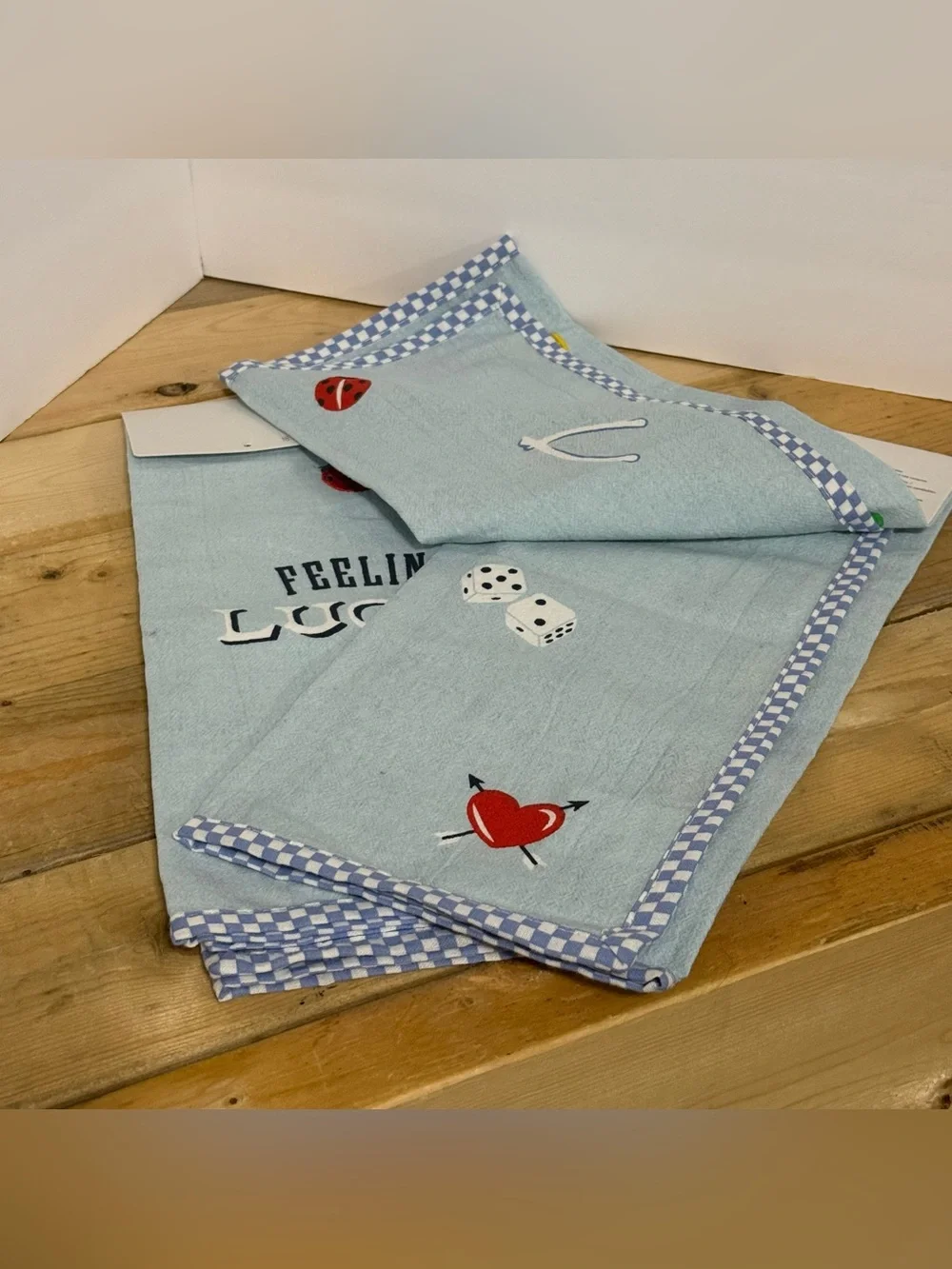 Hallmark Set of 2 Tea Towels Themed ‘Feeling Lucky’ Lady Bug 4-Leaf Clover - NWT